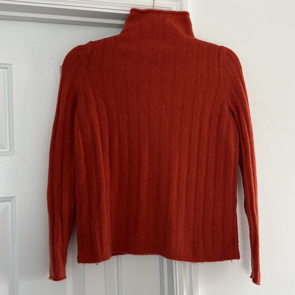♥️ Madewell Donegal Everest Mock Neck Wool Blend Rust Orange Sweater Size Medium - Picture 3 of 9